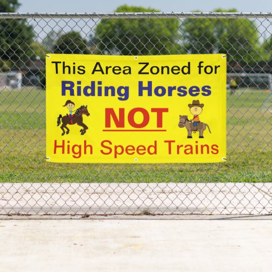 Stop de hogesnelheidsspoorlijn tegen de verwoestin spandoek (Insitu)