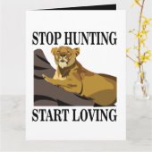 Stop de Jacht Begin met Liefde Leeuwin Groet Kaart (Gele Bloem)