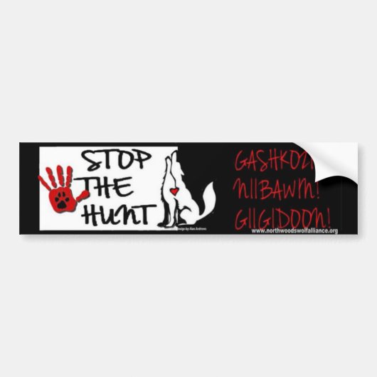 STOP DE JACHT - MINNESOTA - GASHKOZIN! (Word wakke Bumpersticker (Voorkant)