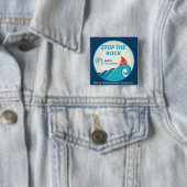 Stop de knop Rock Square Vierkante Button 5,1 Cm (In situ)