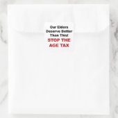 Stop de leeftijdsbelasting vierkante sticker (Tas)