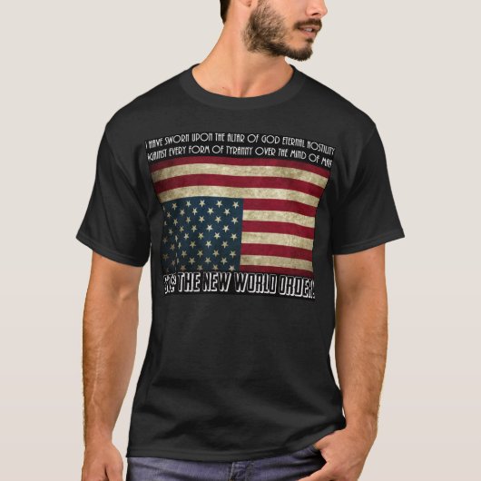 Stop de nieuwe wereldorde Thomas Jefferson T-shirt (Voorkant)