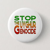 STOP DE OOGGHURGENOCIDE RONDE BUTTON 5,7 CM (Voorkant)