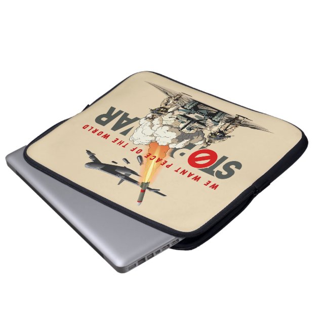 Stop De Oorlog | 15" Laptop Sleeve (Voorkant onderkant)