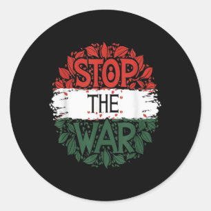 Stop de oorlog, anti-oorlog, vrij Palestina, Pales Ronde Sticker