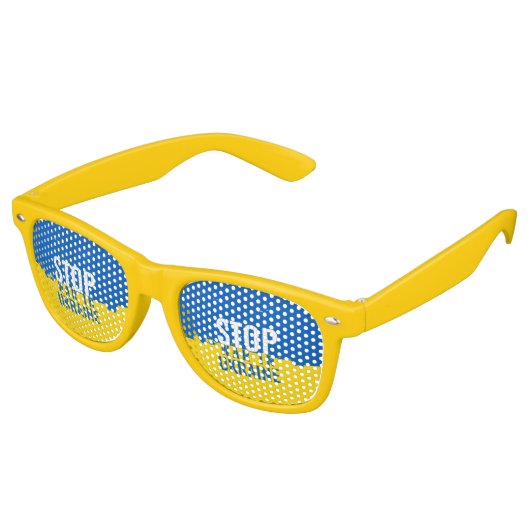 Stop de oorlog in Oekraïne. Steun Oekraïne. Retro Zonnebril (Gekanteld)