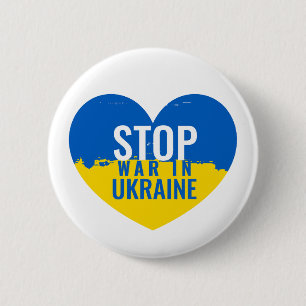 Stop de oorlog in Oekraine. Steun Oekraine. Ronde Button 5,7 Cm