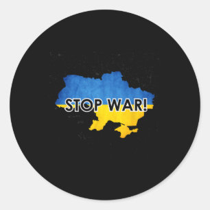 Stop de oorlog in Oekraine steun Oekraïners geen o Ronde Sticker