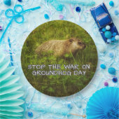 Stop de oorlog op de borden van de grondhog papieren bordje (Feest)