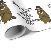 Stop de oorlog op de grondhog dag cadeaupapier (Rol Hoek)
