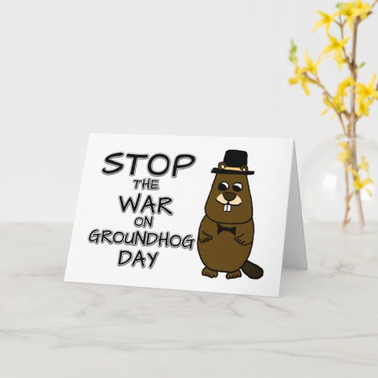 Stop de oorlog op de grondhog dag kaart (Gele Bloem)