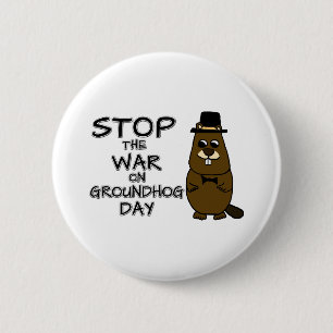 Stop de oorlog op de grondhog dag ronde button 5,7 cm