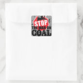 STOP DE OORLOG OP KOOL VIERKANTE STICKER (Tas)
