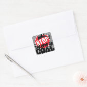 STOP DE OORLOG OP KOOL VIERKANTE STICKER (Envelop)