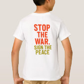 STOP DE OORLOG. TEKEN DE VREDE T-SHIRT (Achterkant)