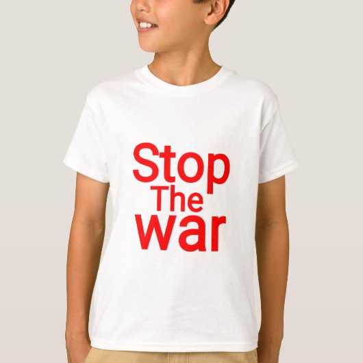 STOP DE OORLOG. TEKEN DE VREDE T-SHIRT (Voorkant)