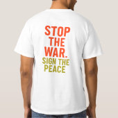 STOP DE OORLOG. TEKEN DE VREDE T-SHIRT (Achterkant)