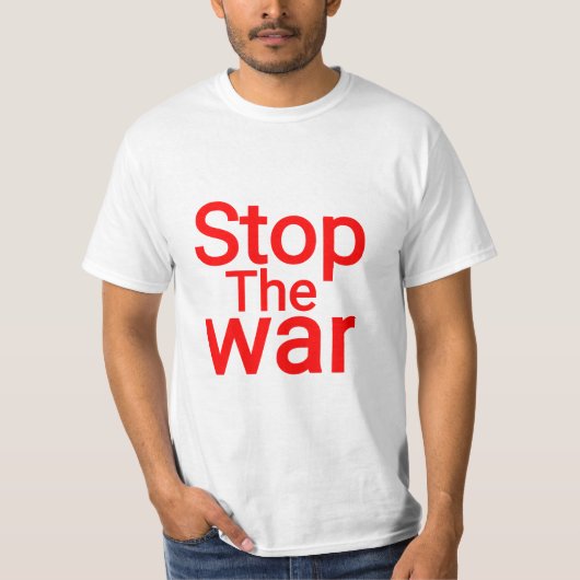STOP DE OORLOG. TEKEN DE VREDE T-SHIRT (Voorkant)