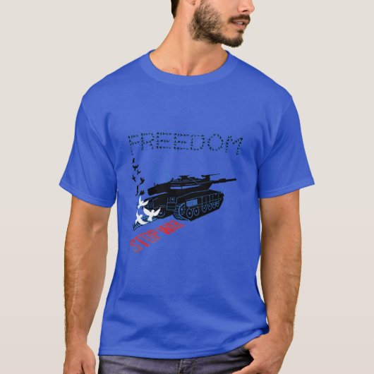 STOP DE OORLOG!!!VRIJHEID T-SHIRT (Voorkant)