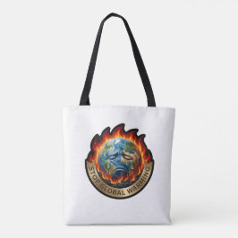 Stop de Opwarming van de Aarde Huilende Aarde Vlam Tote Bag