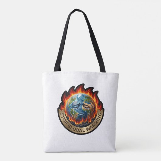 Stop de Opwarming van de Aarde Huilende Aarde Vlam Tote Bag (Achterkant)