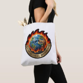 Stop de Opwarming van de Aarde Huilende Aarde Vlam Tote Bag (Dichtbij)