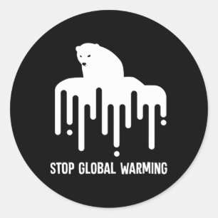 Stop de opwarming van de aarde klimaatverandering ronde sticker