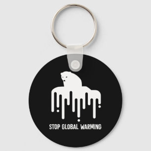 Stop de opwarming van de aarde klimaatverandering sleutelhanger