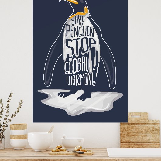 Stop de opwarming van de aarde Red het Zee Poster (Keuken)