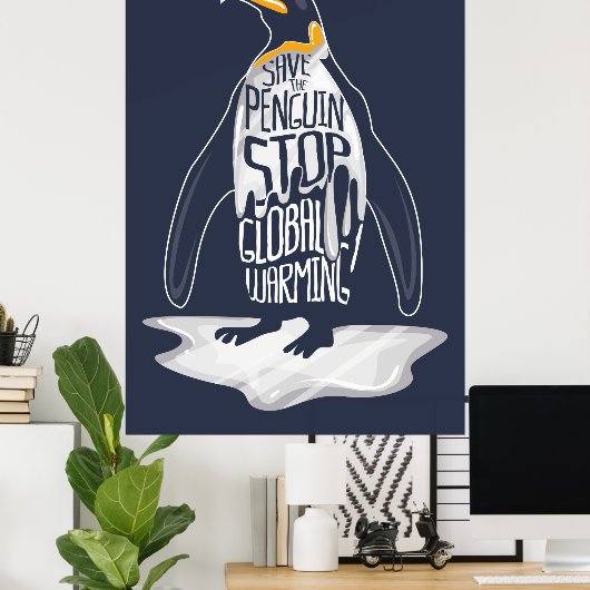 Stop de opwarming van de aarde Red het Zee Poster (Thuiskantoor)