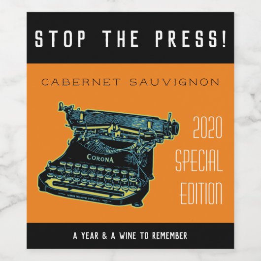 Stop de pers speciale editie wijn etiket (Enkel label)