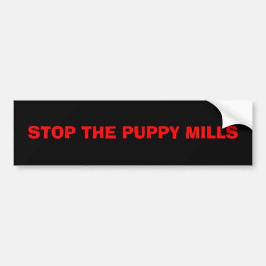 STOP DE PUPPY MILLS BUMPERSTICKER (Voorkant)