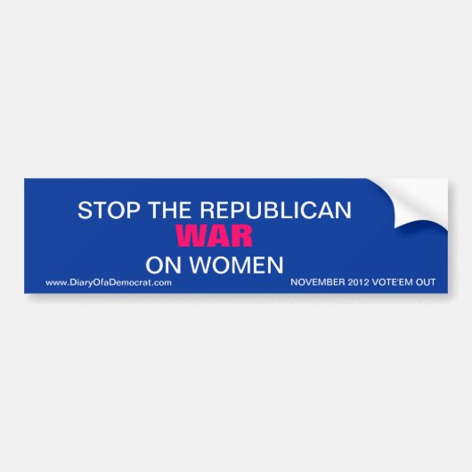 STOP DE REPUBLIKAANSE OORLOG OP VROUWEN BUMPERSTIC BUMPERSTICKER (Voorkant)