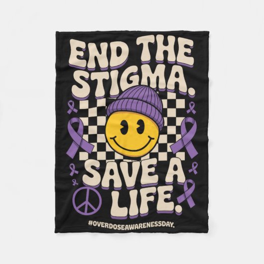 Stop De Stigma Red Een Leven Groovy Overdosis Bewu Fleece Deken (Voorkant)