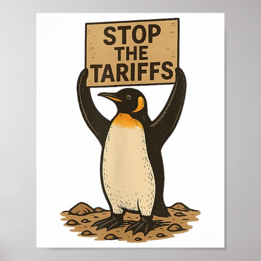 Stop De Tarieven Grappige Anti Tariefpinguïn Poster (Voorkant)