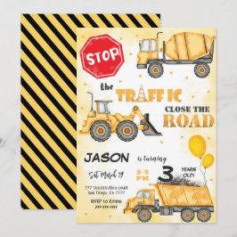 Stop de Traffic Construction Uitnodiging Verjaarda