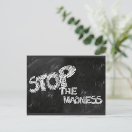 Stop de waanzin briefkaart (Staand voorkant)