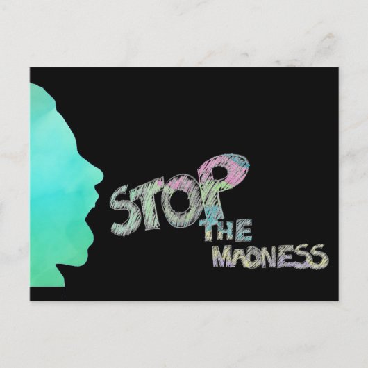 Stop de waanzin briefkaart (Voorkant)