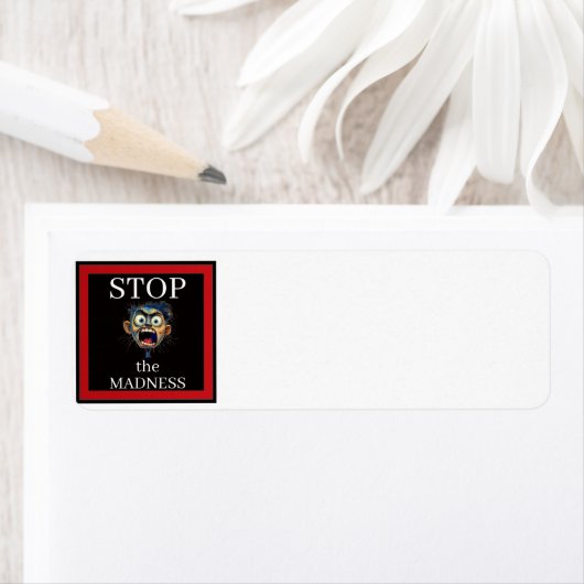 Stop de waanzin retouradreslabel etiket (Insitu)