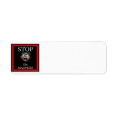 Stop de waanzin retouradreslabel etiket (Voorkant)