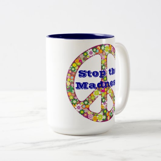 Stop de waanzin tweekleurige koffiemok (Voorkant rechts)