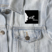 Stop de waanzin vierkante button 5,1 cm (In situ)