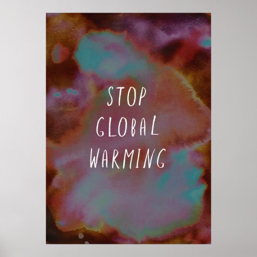Stop de Waterverf van Global Warming Save Planet E Poster (Voorkant)