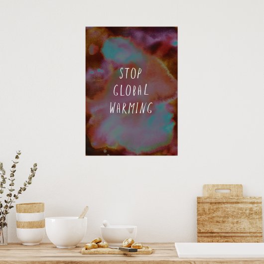 Stop de Waterverf van Global Warming Save Planet E Poster (Keuken)