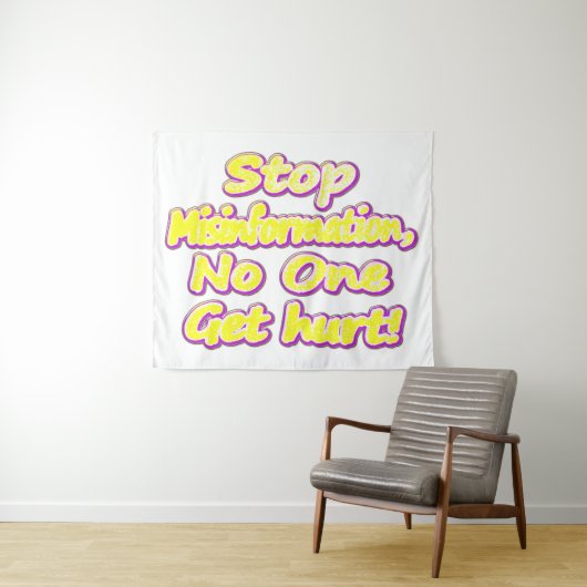 "Stop desinformatie" Schattige ontwerp. Bestel nu Wandkleed (In Situ (horizontaal))