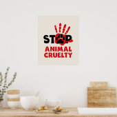 Stop Diercruelheid Poster met Pootafdruk Menselijk (Keuken)