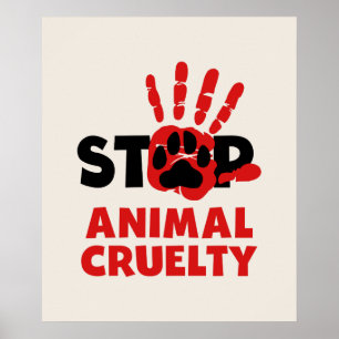 Stop Diercruelheid Poster met Pootafdruk Menselijk