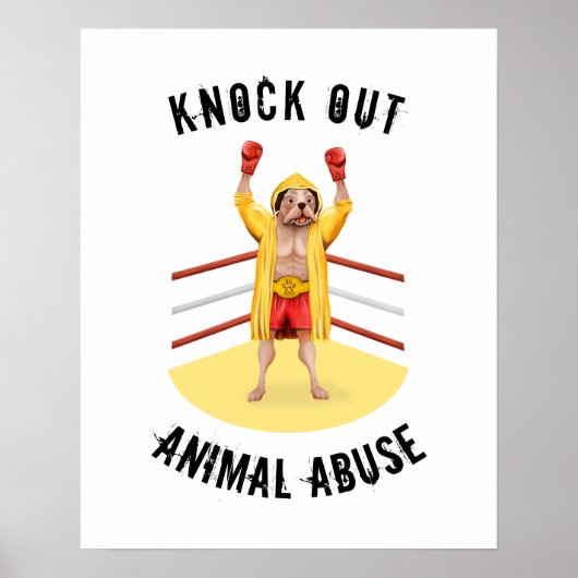 Stop dierenmishandeling | Boxer Dog-Posters uitkni Poster (Voorkant)