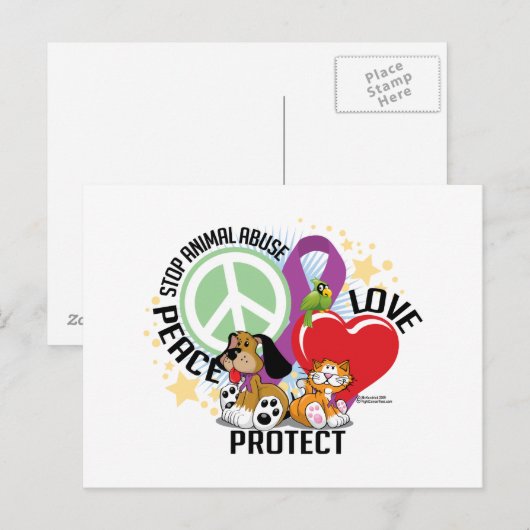 Stop dierenmishandeling PLP Briefkaart (Voorkant / Achterkant)