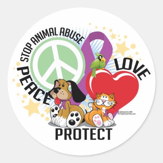 Stop dierenmishandeling PLP Ronde Sticker (Voorkant)